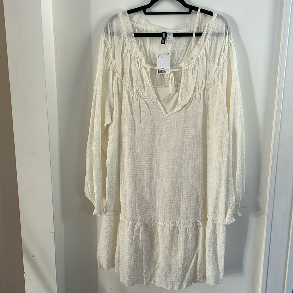 H&M Womens Dress Boho Long Sleeve Cotton Flowy Summer Sz L NWT